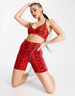 adidas Originals x IVY PARK snakeprint legging shorts in red