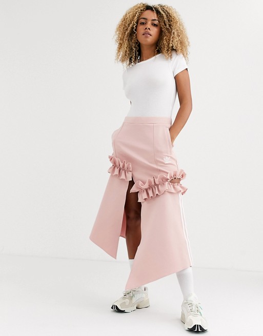 adidas Originals x J KOO trefoil ruffle skirt in pink