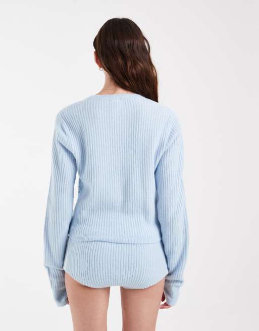 adidas Originals x Jennie Strick-Wickelcardigan in Hellblau, 3 von 4