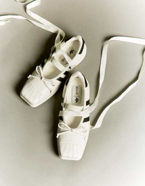 adidas Originals x Jennie Superstars II ballet sneakers in white and black - view 1