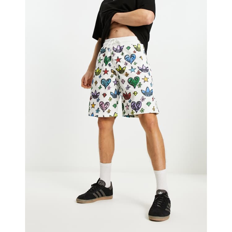 adidas Originals x Jeremy Scott 10 inch shorts in white and multi | ASOS