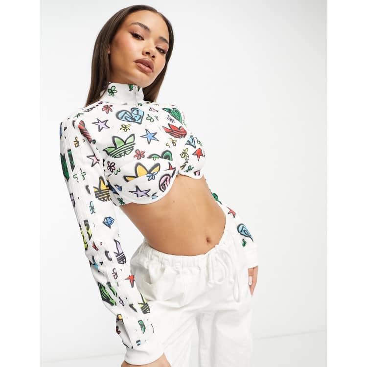 adidas Originals x Jeremy Scott cropped track top with all-over print in  multi | ASOS