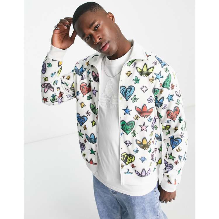 Gebruikelijk bestrating Getuigen adidas Originals x Jeremy Scott Firebird track top in all over print | ASOS