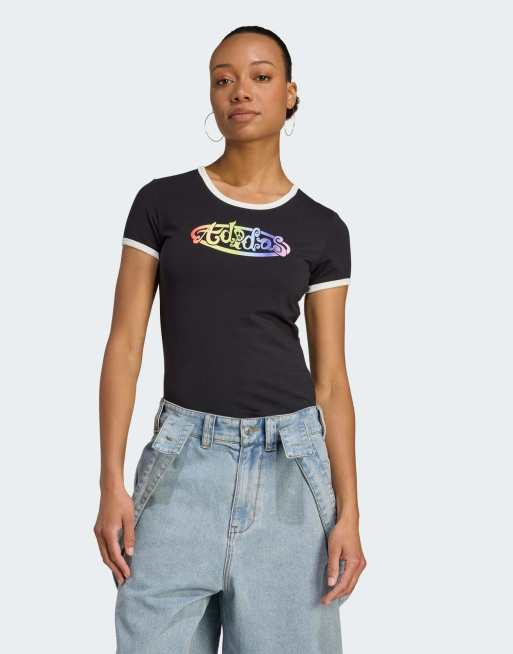 adidas Originals x Jeremy Scott graphic slim tee in black