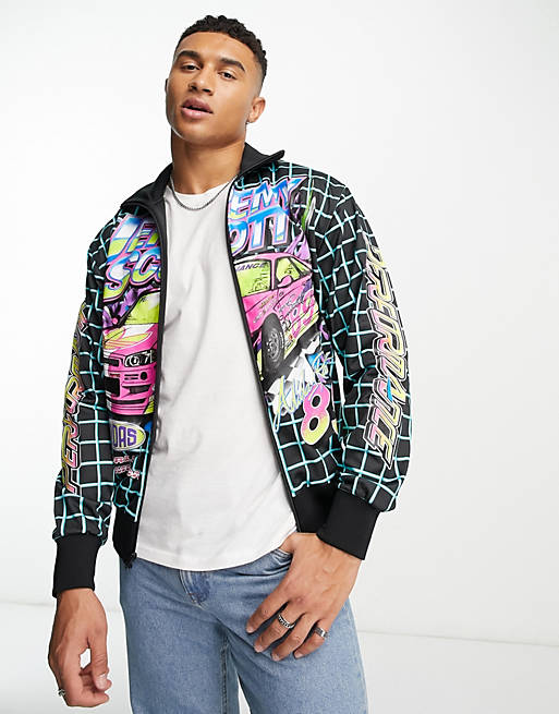 adidas Originals x Jeremy Scott Rally track top in black and multi