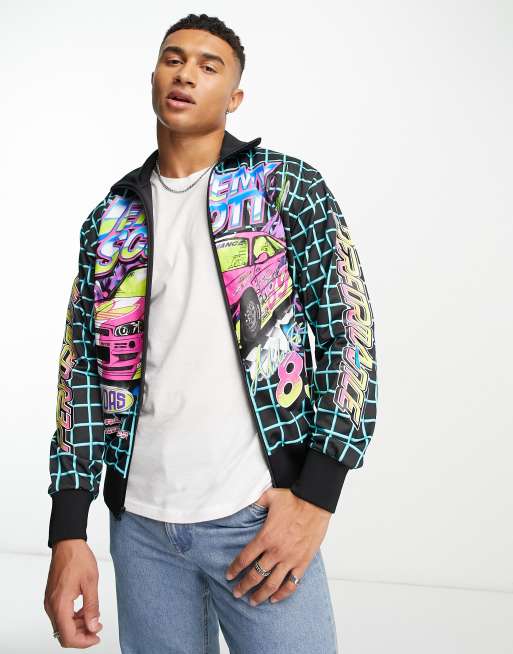 esférico palanca Arbitraje adidas Originals x Jeremy Scott Rally track top in black and multi | ASOS