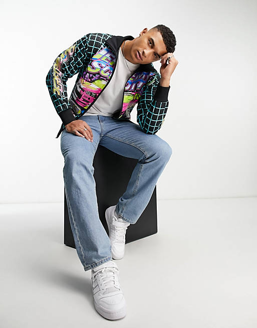 adidas Originals x Jeremy Scott Rally track top in black and multi