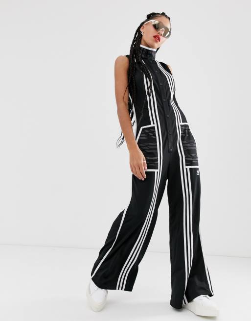 adidas Originals x Ji Won Choi mixed stripe jumpsuit in black