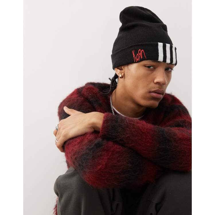 adidas Originals x KoRn 3-stripe beanie in black | ASOS