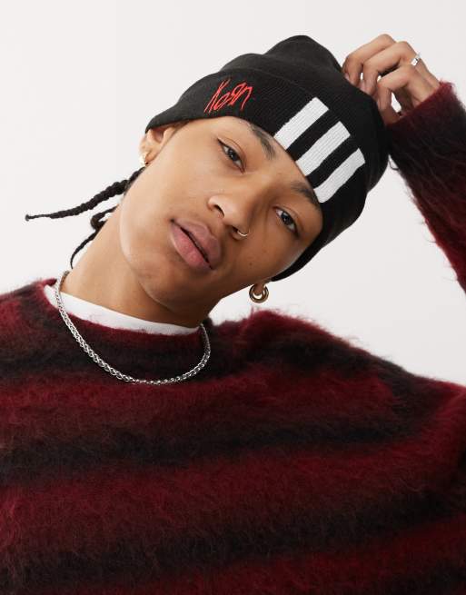 adidas Originals x KoRn 3-stripe beanie in black | ASOS