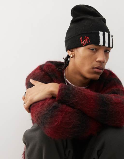 adidas Originals x KoRn 3-stripe beanies in black