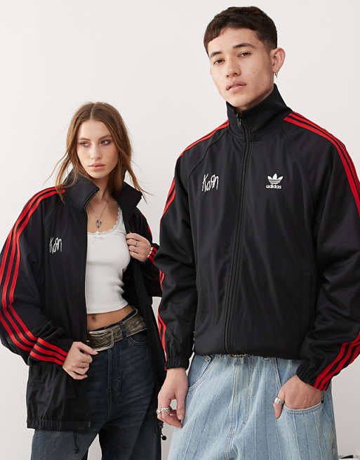 adidas Originals x KoRn reversible track top in black, red adidas Originals x KoRn reversible track top in black, red