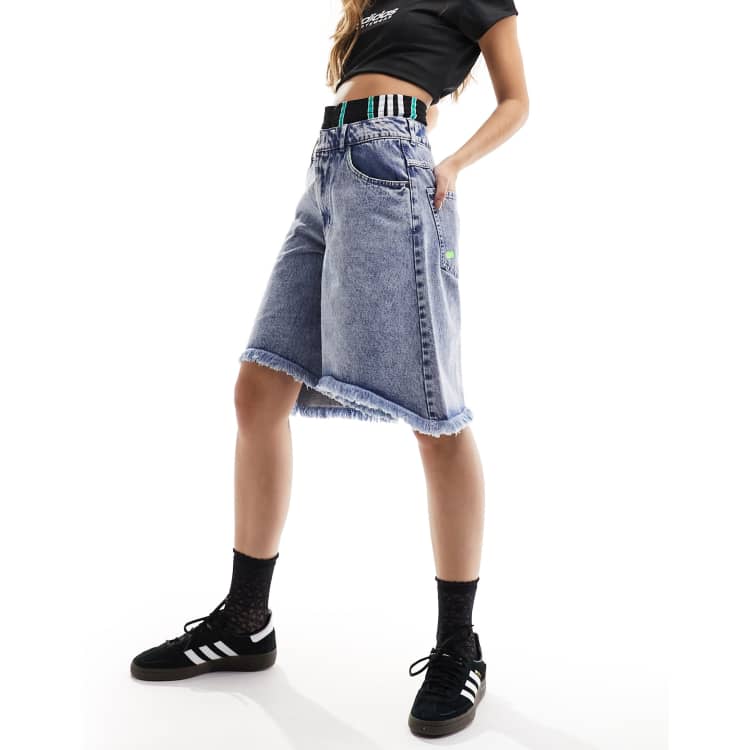 adidas Originals x Ksenia Schnaider oversized denim shorts with boxer details ClassicfuncenterShops telefono de la tienda adidas caspe