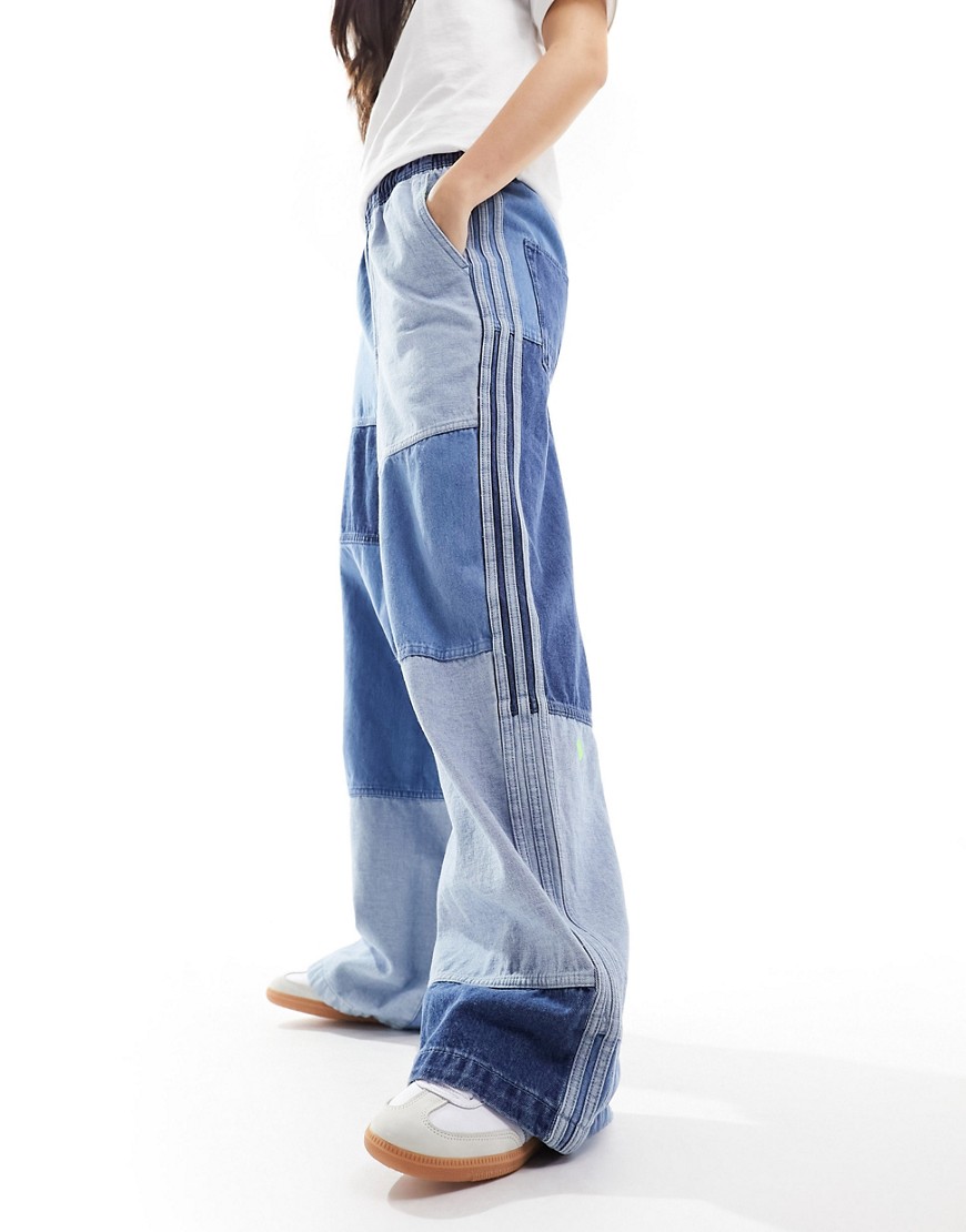 adidas Originals x Ksenia Schnaider patchwork denim jeans-Blue