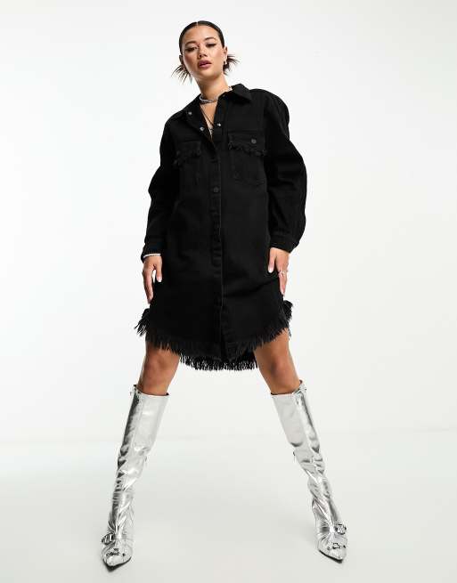adidas Originals x Ksenia Schnaider - Sort skjortekjole i denim