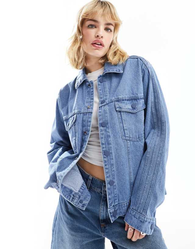 adidas Originals x Ksenia Schnaider three stripe denim jacket in