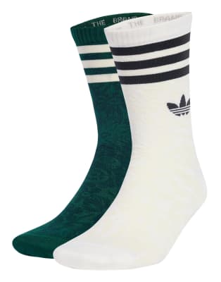 adidas Originals x Liberty london - 2 Paar Crew-Socken in Aurora Ivy/Cremeweiß-Grün