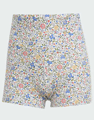 adidas Originals x Liberty London - Booty-Shorts in Off White / Semi Lucid Red-Weiß