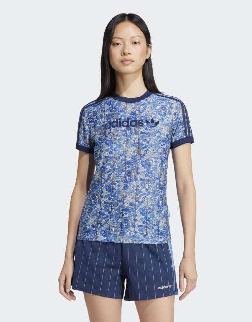 adidas Originals x Liberty London - Cali - Maglietta tono su tono multicolore bianco gesso e amb