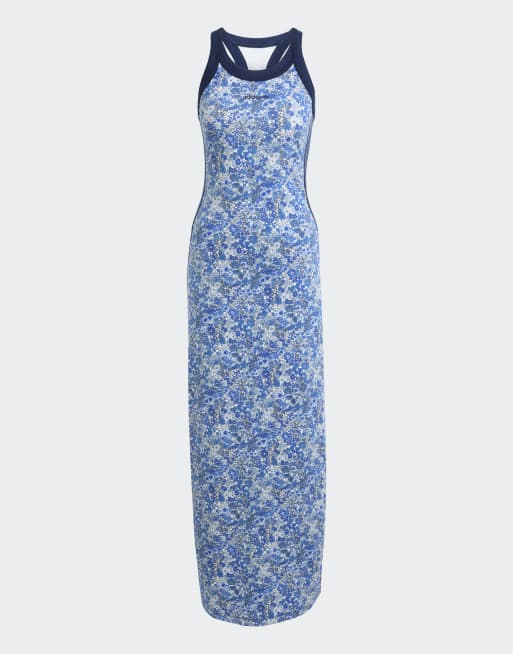 adidas Originals x liberty london – Farblich abgestimmtes Maxikleid in Bunt/Kalkweiß/Amb