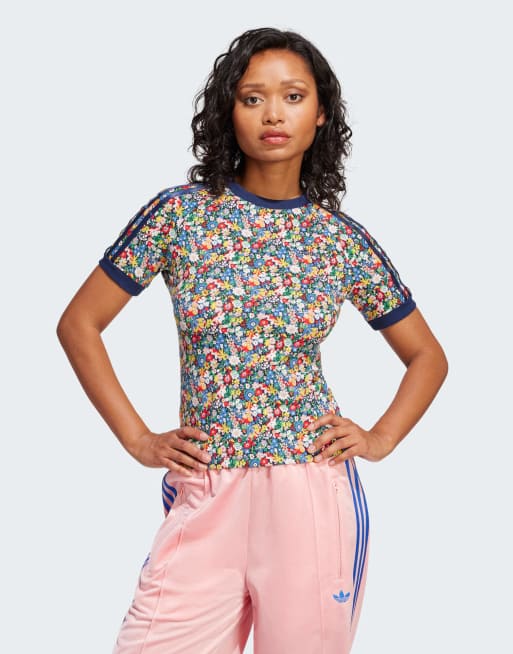 adidas Originals x Liberty London – Granatowy T-shirt w kolorowy wzór