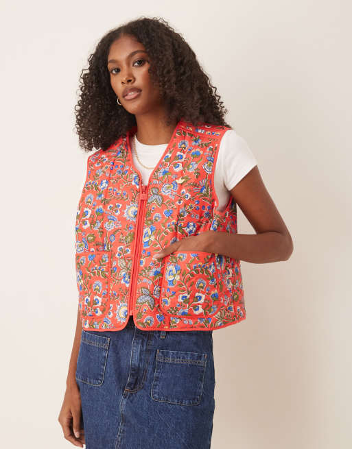 adidas Originals x Liberty London - Veste matelassée sans manches - Rouge semi-lucide et multicolore