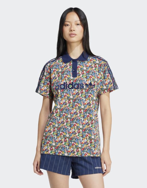 adidas Originals x Liberty London - Voetbaljersey met bloemenprint in multi en indigo