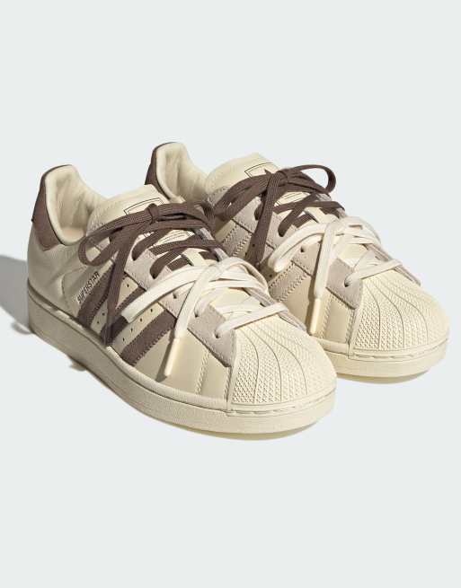 adidas Originals x Molly-Mae Superstar Latte trainers in cream and brown, 5 of 6