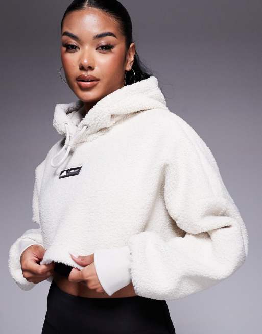 adidas Originals x Moonboot cropped hoodie in beige