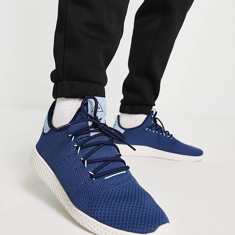 Play sports famous tone adidas Originals x Pharrell Williams Hu sneakers in navy and off-white |  ASOS