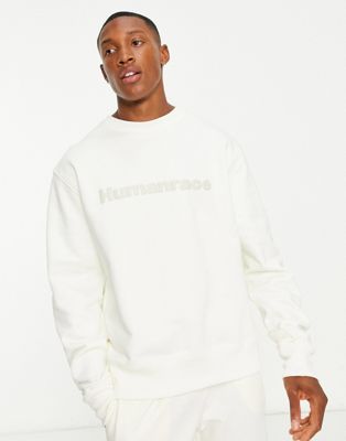 adidas Originals x Pharrell Williams premium basics sweatshirt in off white