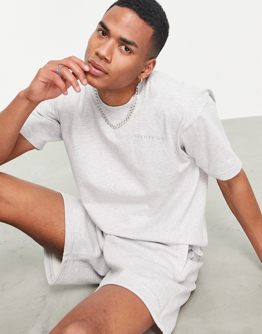 Adidas Originals x Pharrell Williams premium t shirt in light gray-Grey