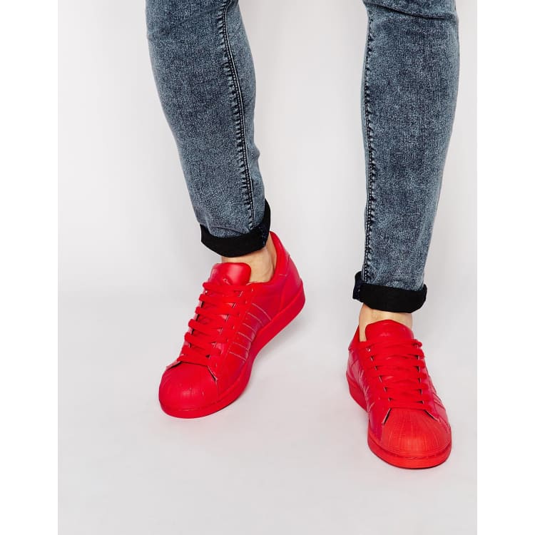 ADIDAS X PHARRELL WILLIAMS Superstar Supercolor Red Flat leather sneakers