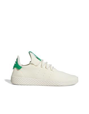 adidas Originals x Pharrell Williams Tennis HU trainers in white with green heel tab - ASOS Price Checker