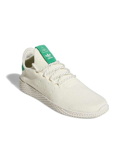 adidas Originals x Pharrell Williams Tennis HU Baskets avec contrefort vert Blanc