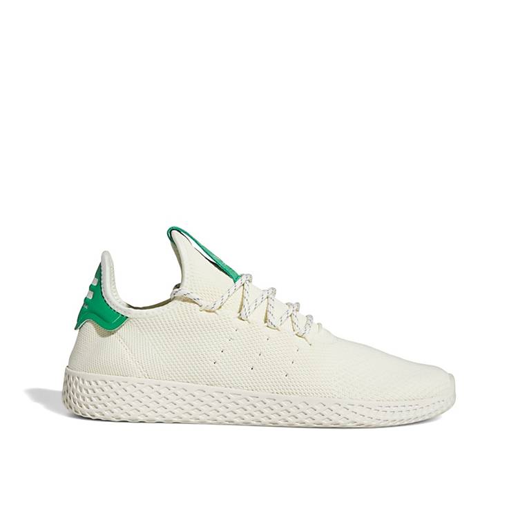 erosie zand Portiek adidas Originals x Pharrell Williams - Tennis HU - Sneakers in wit met  groen hielstuk | ASOS