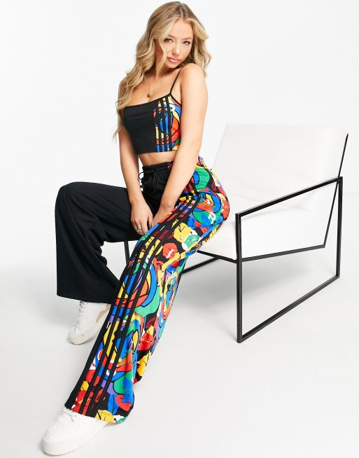 adidas Originals x Rich Mnisi - Broek met wijde pijpen en bloemenprint in zwart 