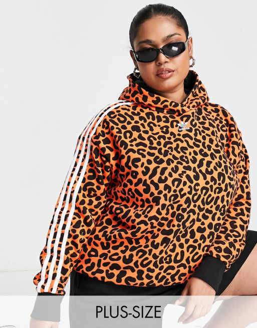 adidas Originals x Rich Mnisi Plus all over leopard print hoodie in orange ASOS