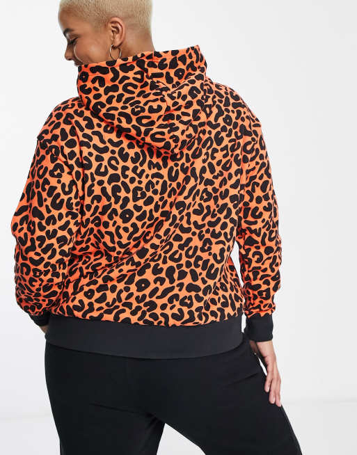 adidas Originals x Rich Mnisi Plus all over leopard print hoodie in orange