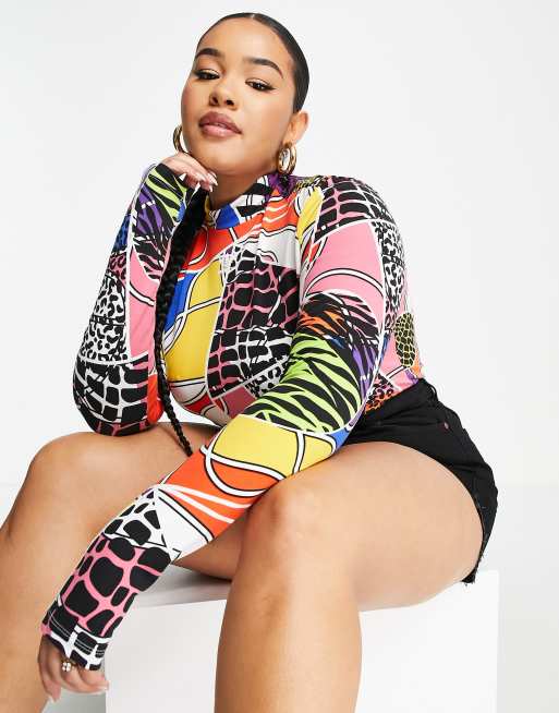 adidas Originals x Rich Mnisi plus graphic bodysuit in multicolor