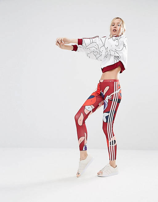 Sumamente elegante Agnes Gray Irregularidades Adidas Originals X Rita Ora Paint Print Three Stripe Leggings | ASOS