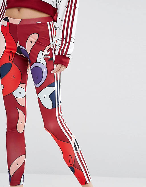 Sumamente elegante Agnes Gray Irregularidades Adidas Originals X Rita Ora Paint Print Three Stripe Leggings | ASOS