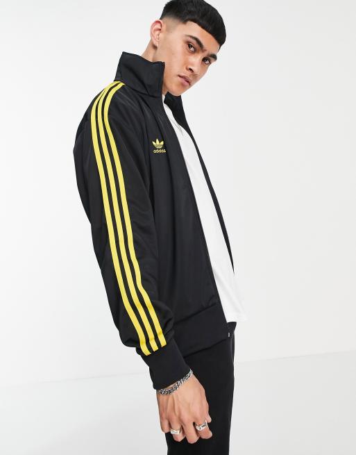 Adidas jacket black store and yellow