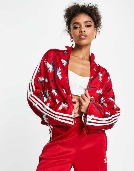 adidas Originals x Thebe Magugu Beckenbauer track top in all over red ...