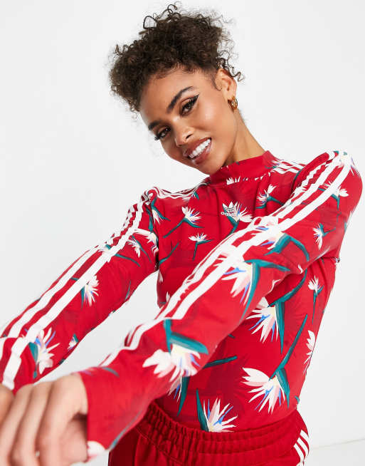 adidas Originals x Thebe Magugu bodysuit in all over red print