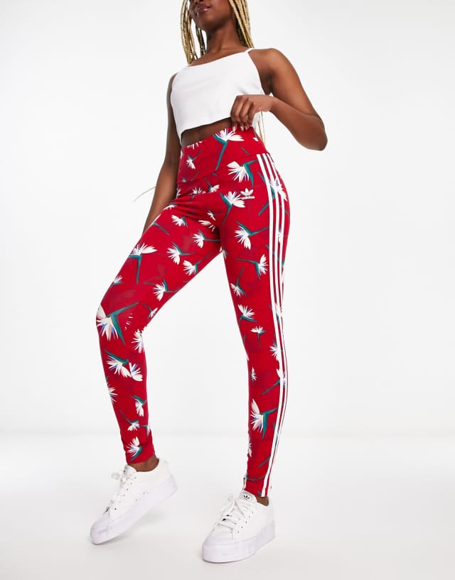 adidas Originals x Thebe Magugu leggings in red with all over print