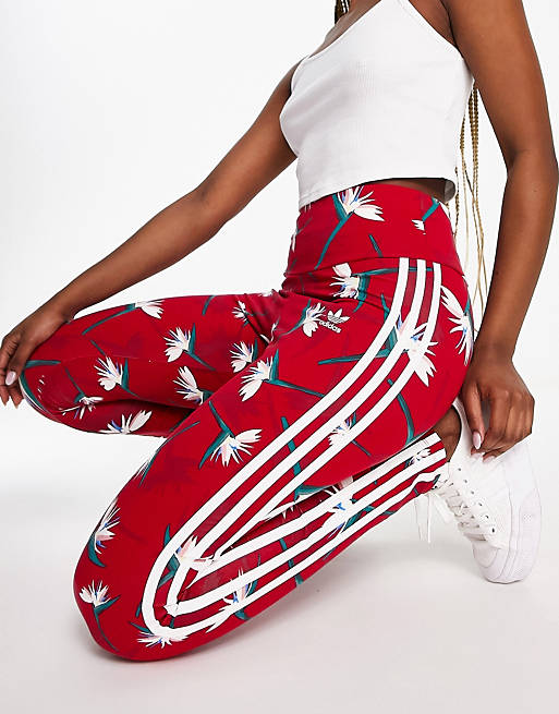 adidas x Thebe Magugu leggings in red all over print | ASOS