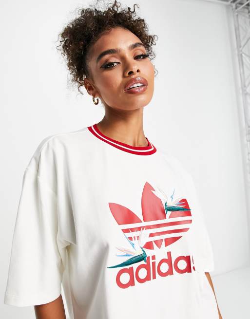 adidas Originals x Thebe Magugu loose fit T-shirt in off-white and multi