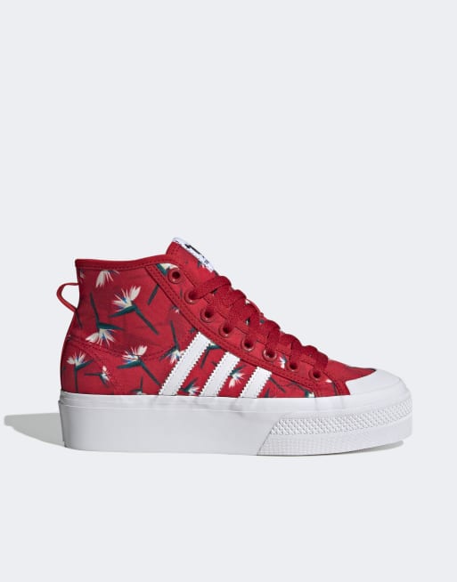 adidas Originals x Thebe Magugu Nizza Platform Mid sneakers with flower print in red