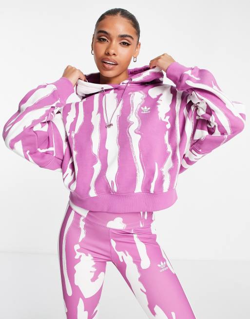adidas Originals x Thebe Magugu pink and white cropped hoodie | ASOS